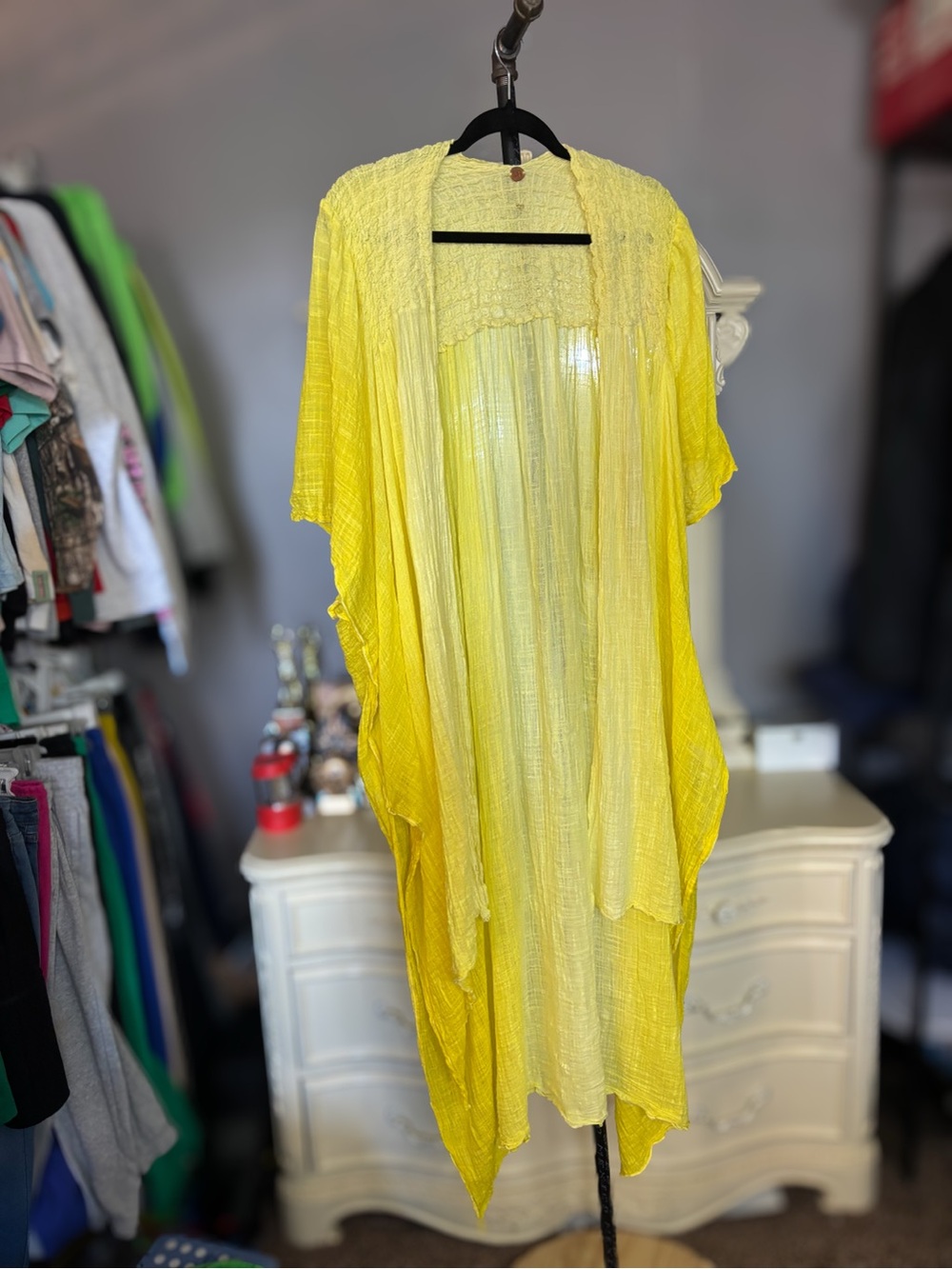 Free People Yellow Lightweight Beach Kimono Coverup